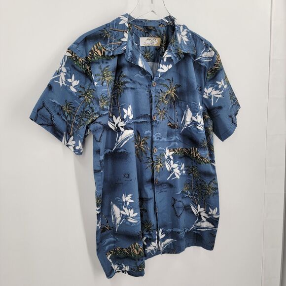 High Surf Hawaiian Shirt Size Medium Coconut Shell Buttons Palm Tree Islands - Picture 4 of 9
